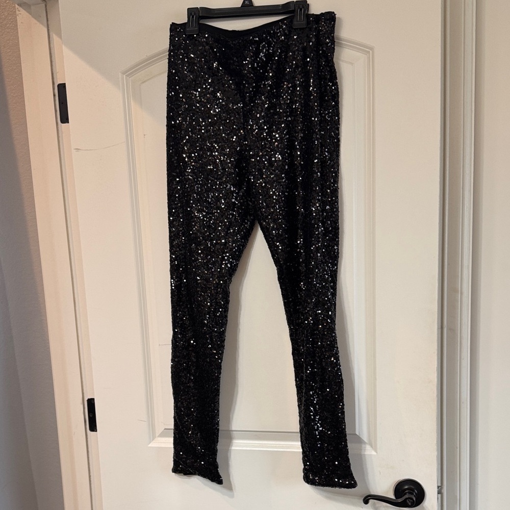 H&M Shimmering Black Sequin Pants